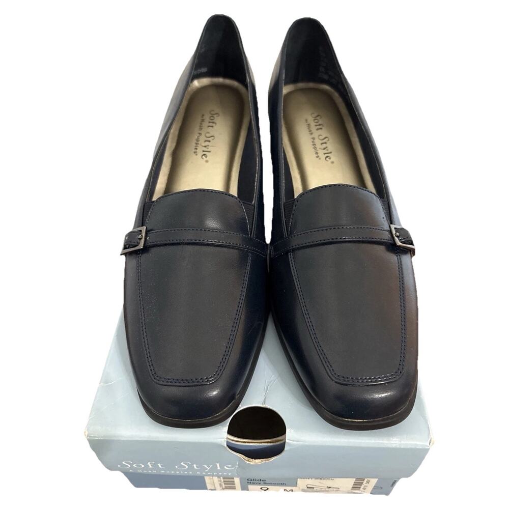 Hush Puppies Soft Style Navy Blue Smooth Glide Pumps Size 9 M Comfort Shoes